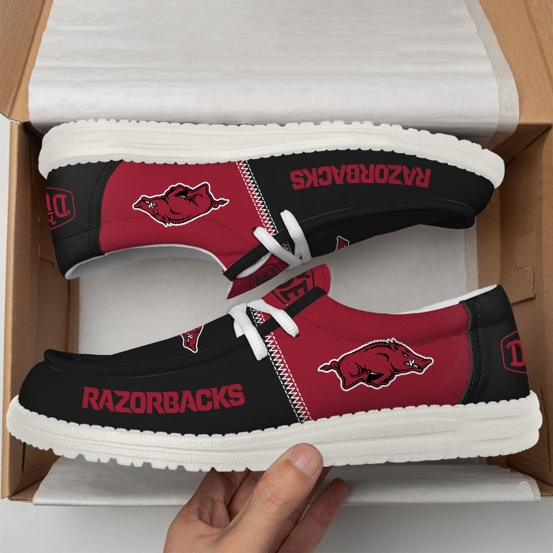 NCAA 22 Arkansas Razorbacks Football Hey Dude Canvas Loafer Shoes