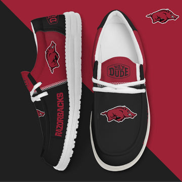 NCAA 22 Arkansas Razorbacks Football Hey Dude Canvas Loafer Shoes