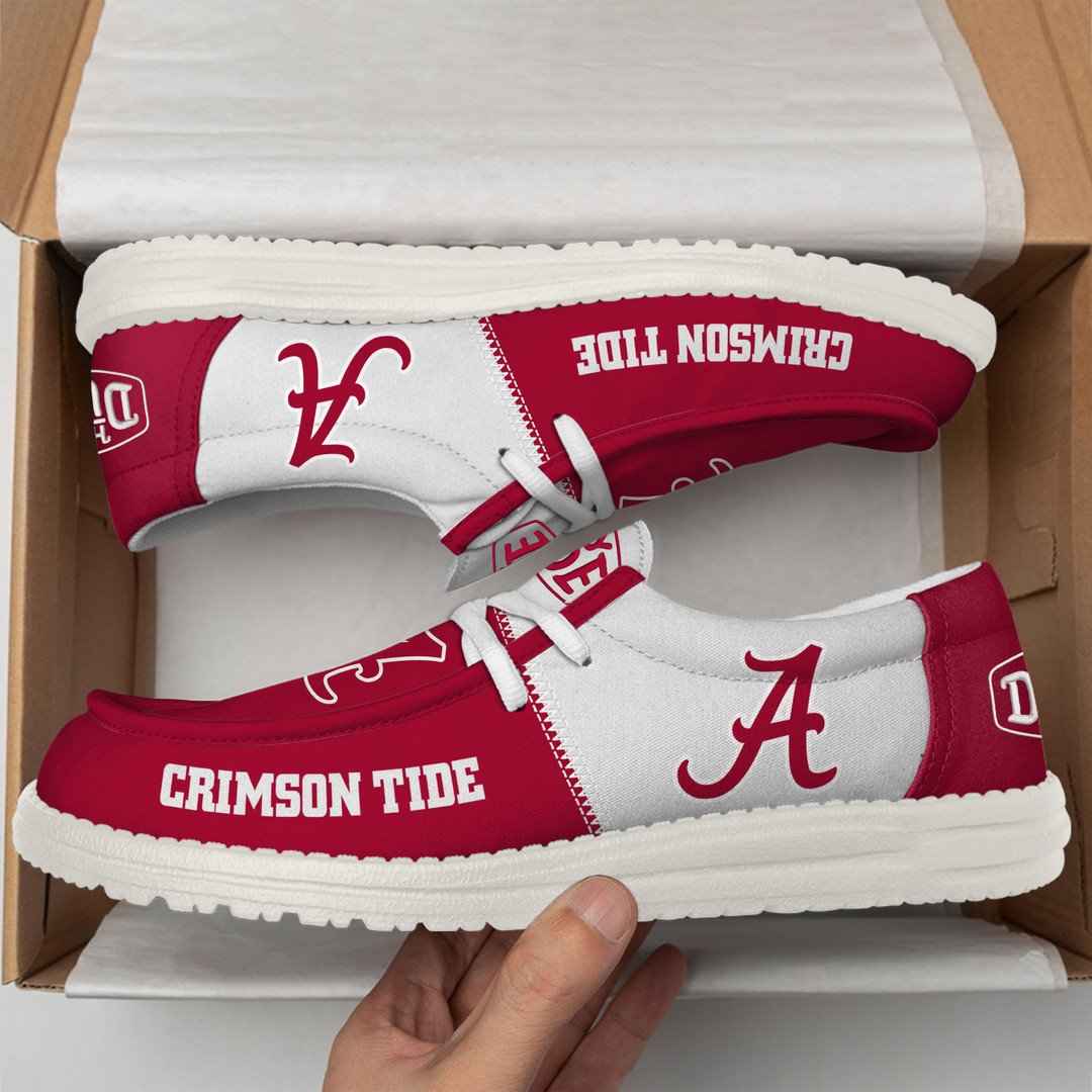 NCAA 01 Alabama Crimson Tide Football Hey Dude Canvas Loafer Shoes