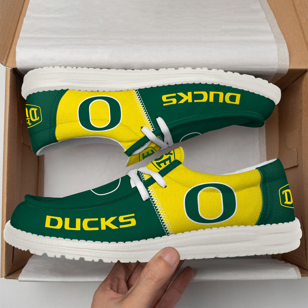 NCAA 26 Oregon Ducks Football Hey Dude Canvas Loafer Shoes