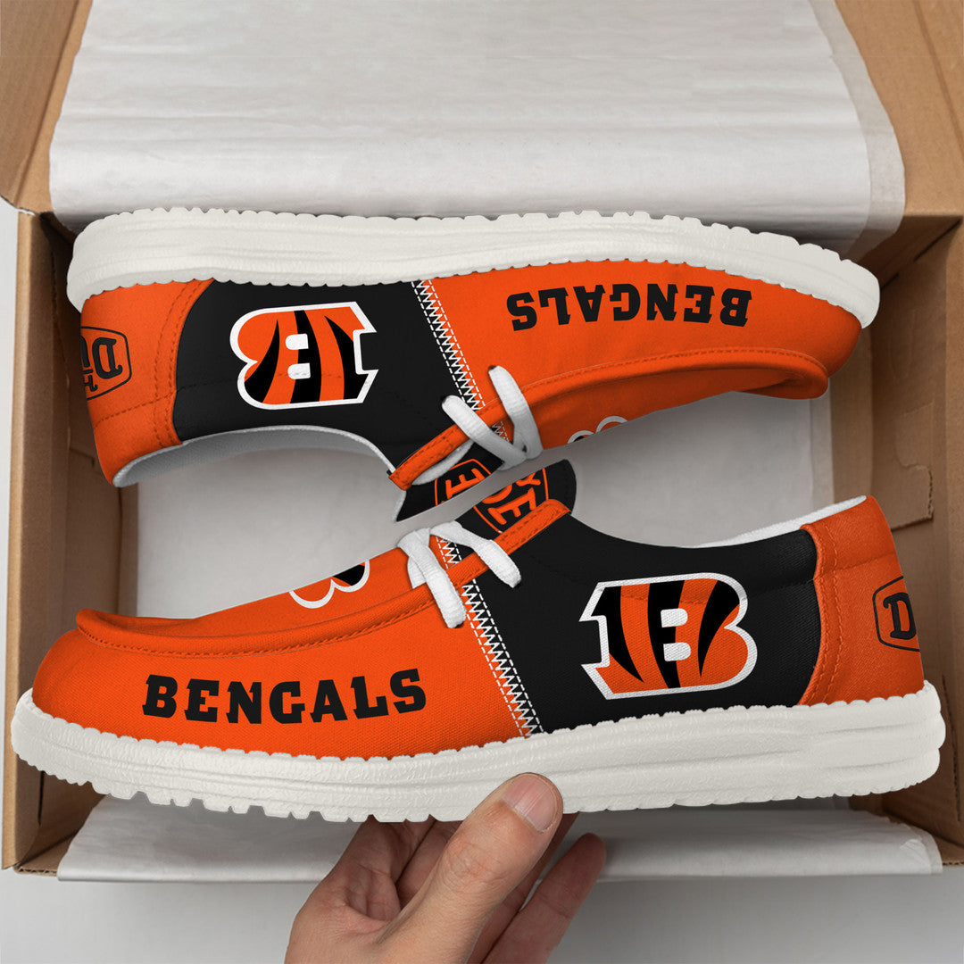 07 Cincinnati Bengals Football Hey Dude Canvas Loafer Shoes