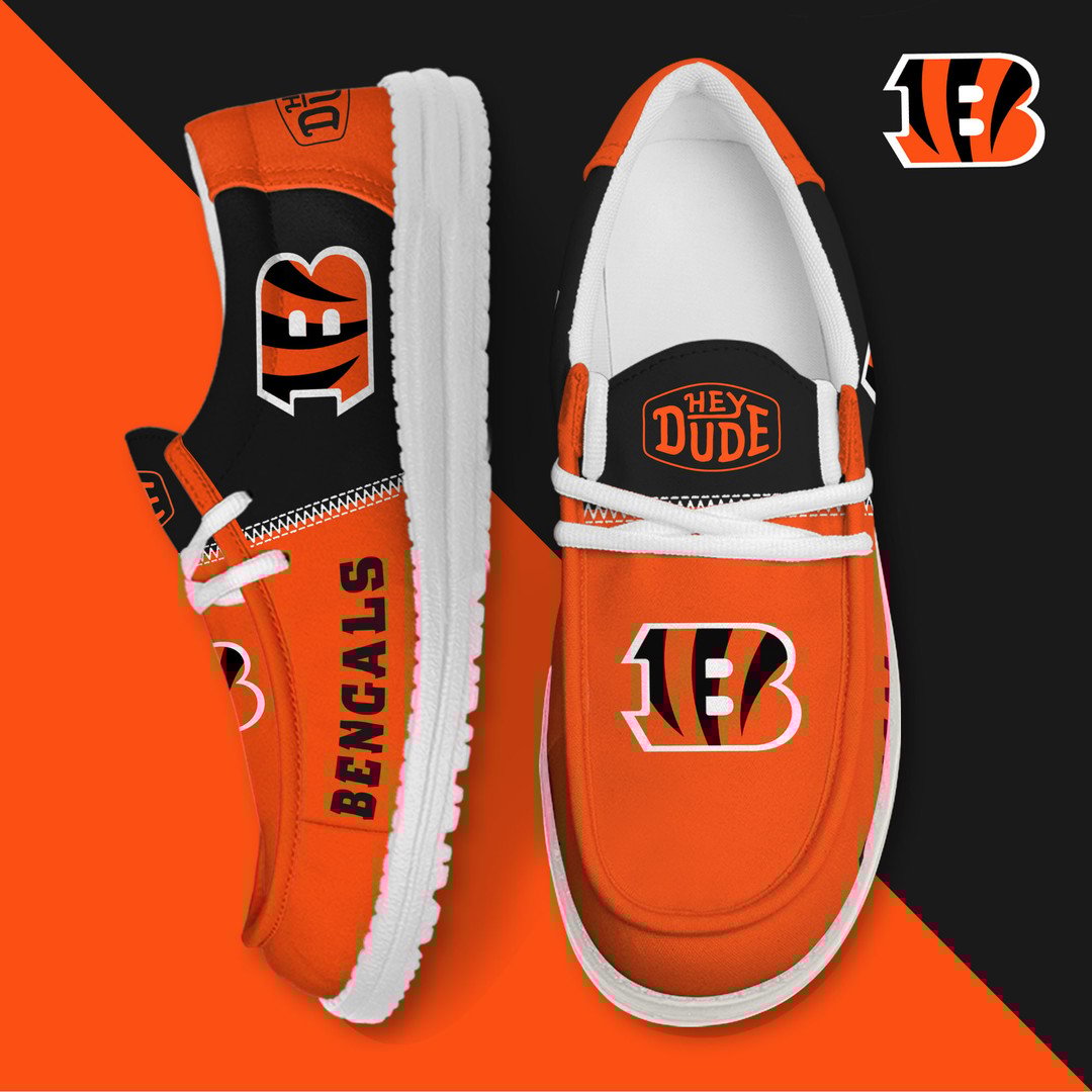 07 Cincinnati Bengals Football Hey Dude Canvas Loafer Shoes