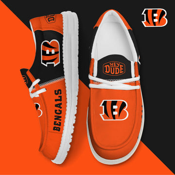 07 Cincinnati Bengals Football Hey Dude Canvas Loafer Shoes