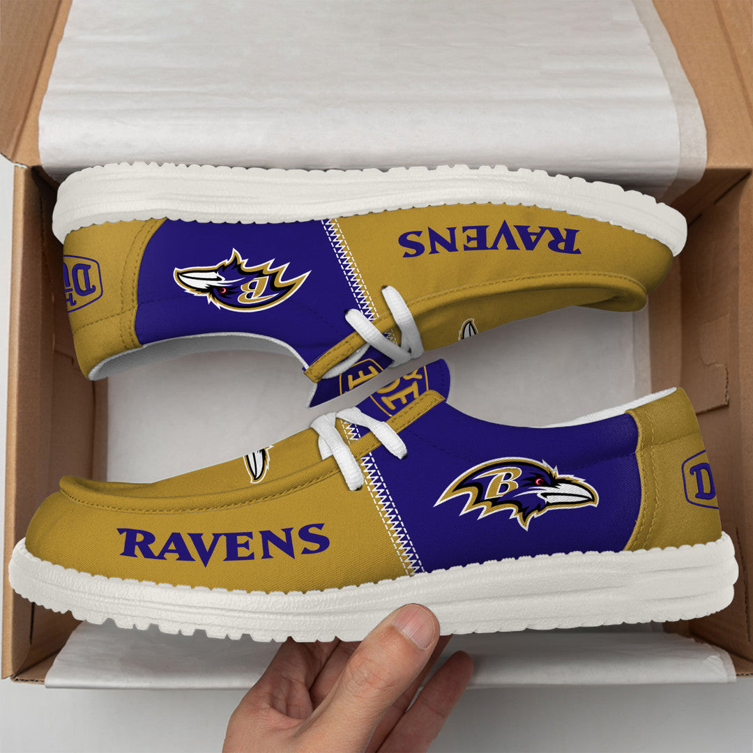 03 Baltimore Ravens Football Hey Dude Canvas Loafer Shoes
