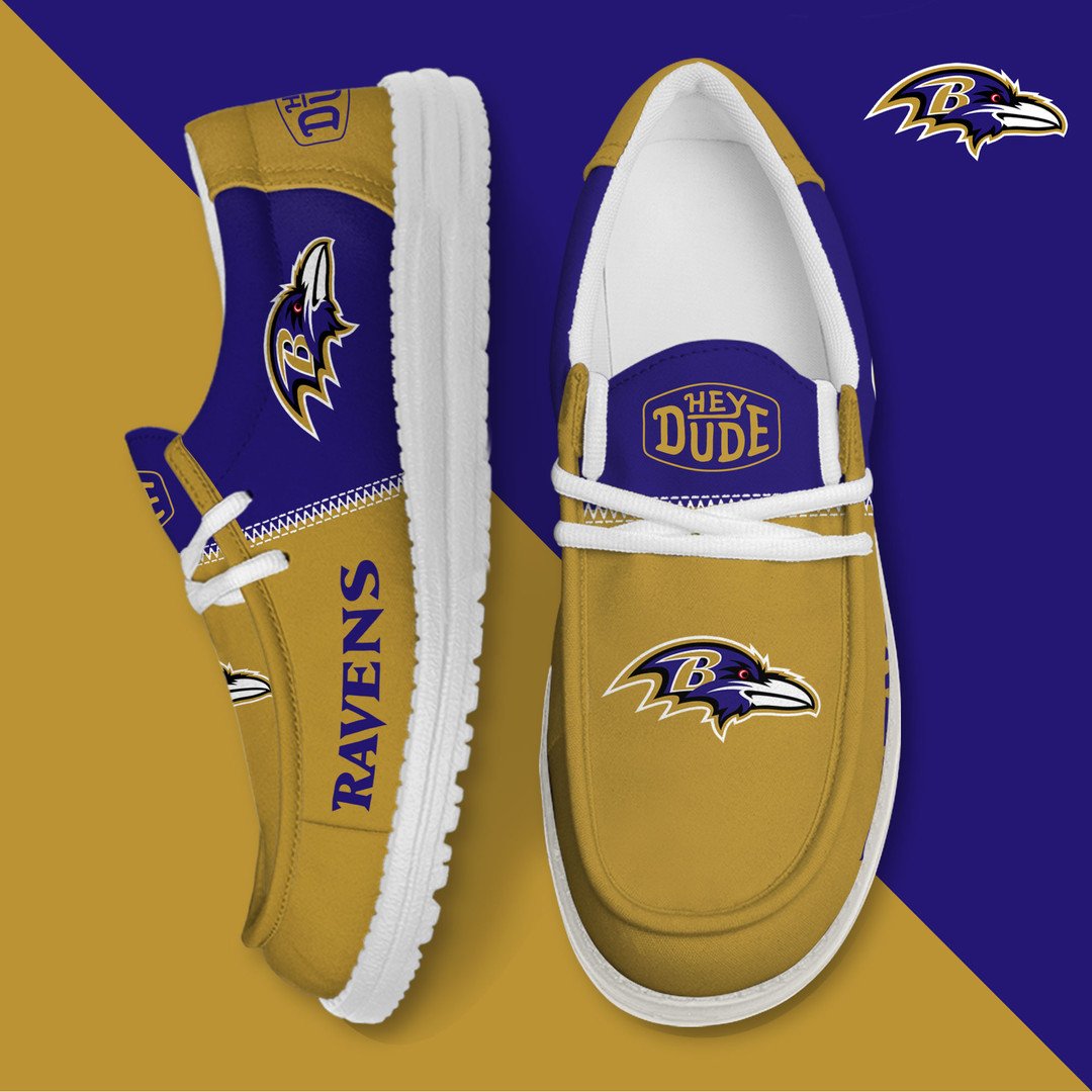 03 Baltimore Ravens Football Hey Dude Canvas Loafer Shoes