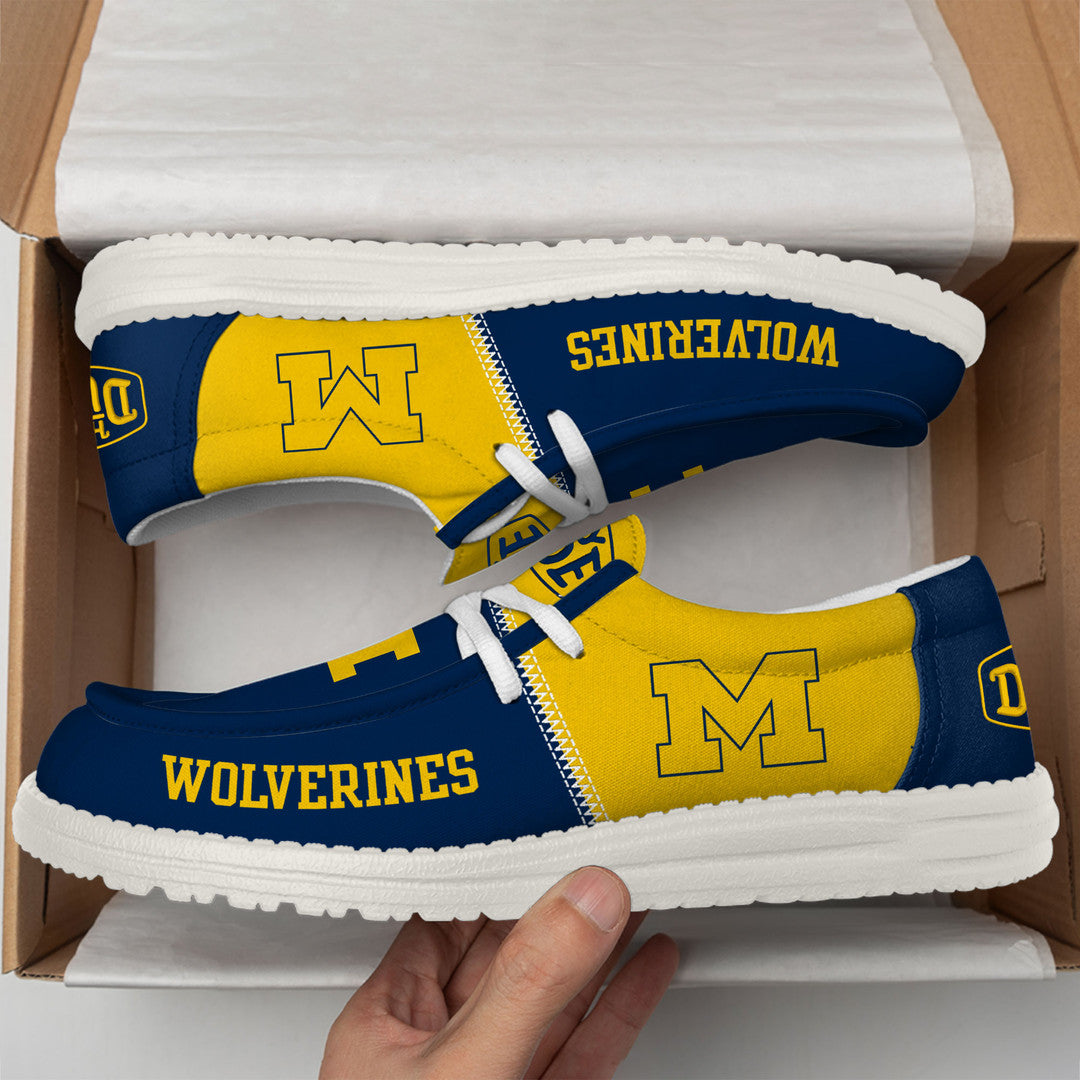 NCAA 29 Michigan Wolverines Football Hey Dude Canvas Loafer Shoes
