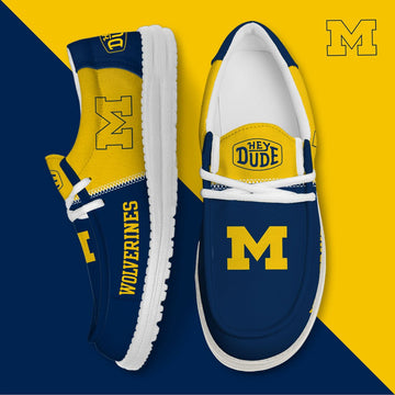 NCAA 29 Michigan Wolverines Football Hey Dude Canvas Loafer Shoes