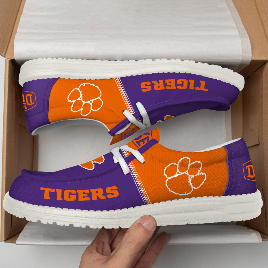 NCAA 05 Clemson Tigers Football Hey Dude Canvas Loafer Shoes