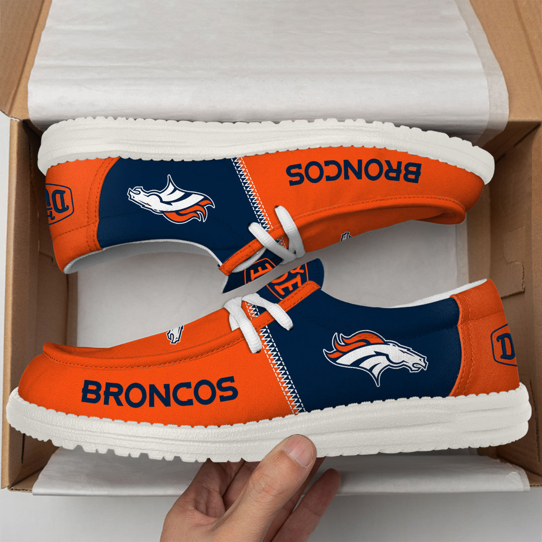 10 Denver Broncos Football Hey Dude Canvas Loafer Shoes