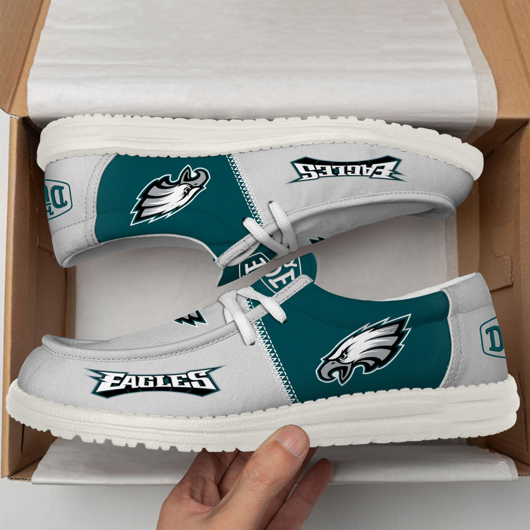 24 Philadelphia Eagles Football Hey Dude Canvas Loafer Shoes