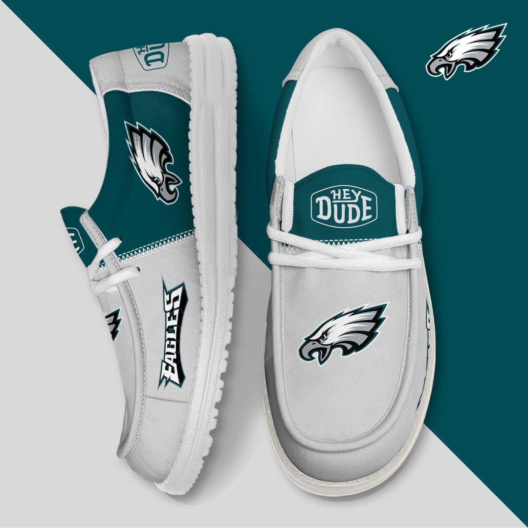 24 Philadelphia Eagles Football Hey Dude Canvas Loafer Shoes