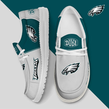 24 Philadelphia Eagles Football Hey Dude Canvas Loafer Shoes