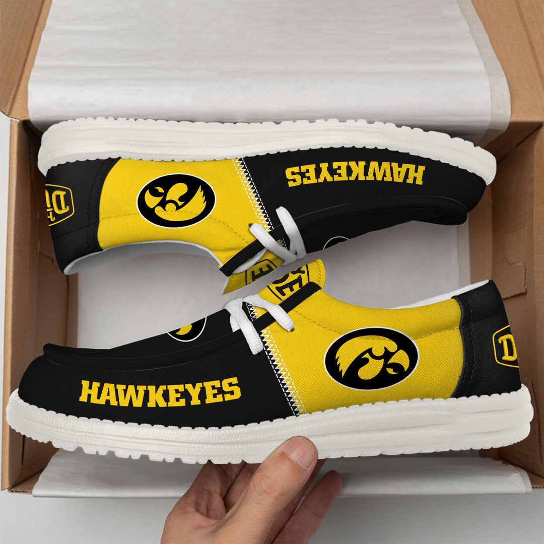 NCAA 24 Iowa Hawkeyes Football Hey Dude Canvas Loafer Shoes