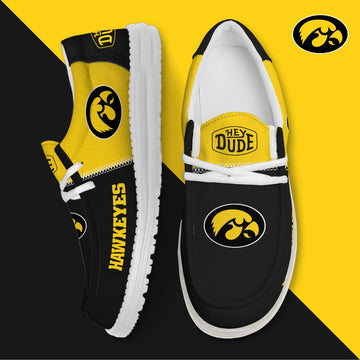 NCAA 24 Iowa Hawkeyes Football Hey Dude Canvas Loafer Shoes