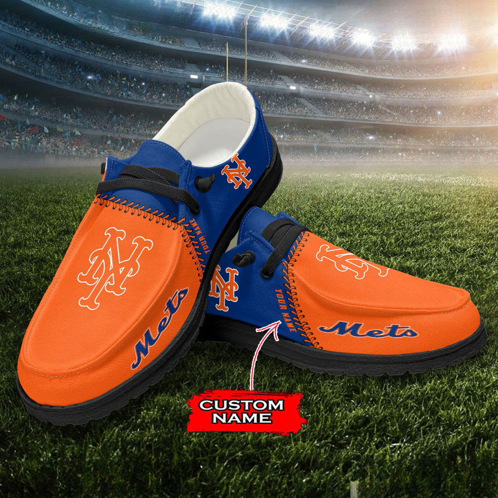 Nordmerch New York Mets MLB Personalized Hey Dude Sports Shoes – Custom Name Design Perfect Gift For Fans - NordMerch - MCK Sporting Sh