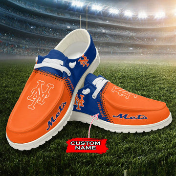 Nordmerch New York Mets MLB Personalized Hey Dude Sports Shoes – Custom Name Design Perfect Gift For Fans - NordMerch - MCK Sporting Sh
