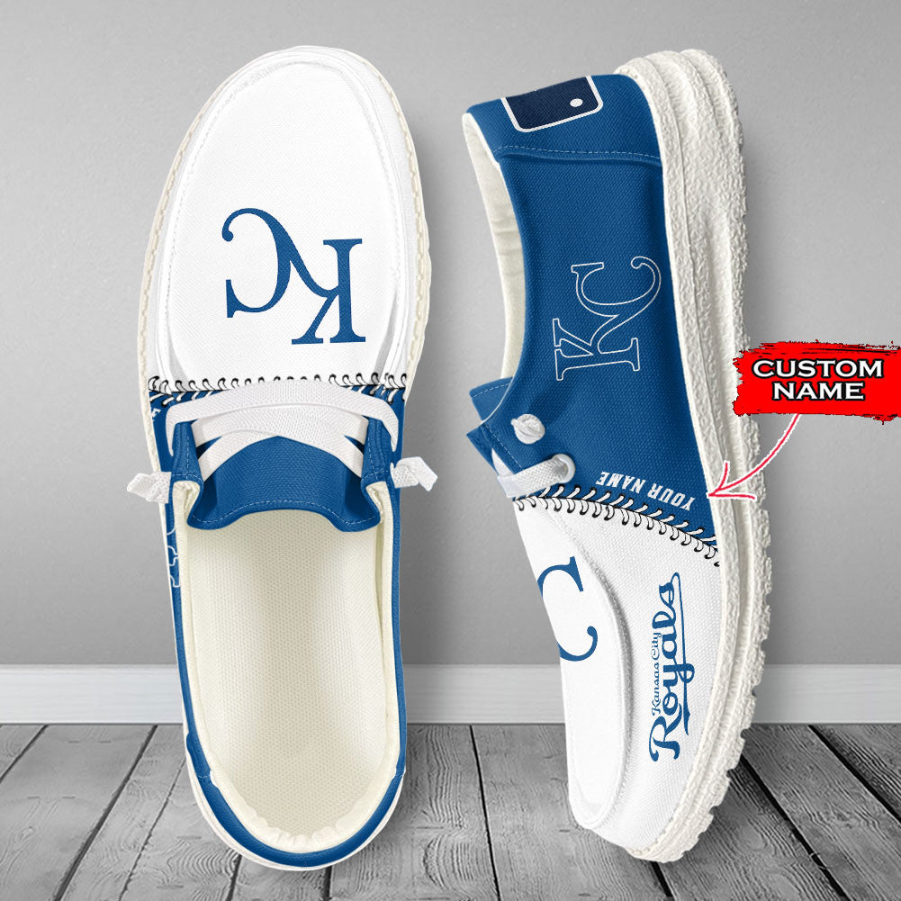 Nordmerch Kansas City Royals MLB Personalized Hey Dude Sports Shoes – Custom Name Design Perfect Gift For Fans - NordMerch - MCK Sporting Sh