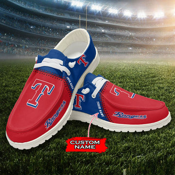 Nordmerch Texas Rangers MLB Personalized Hey Dude Sports Shoes – Custom Name Design Perfect Gift For Fans - NordMerch - MCK Sporting Sh