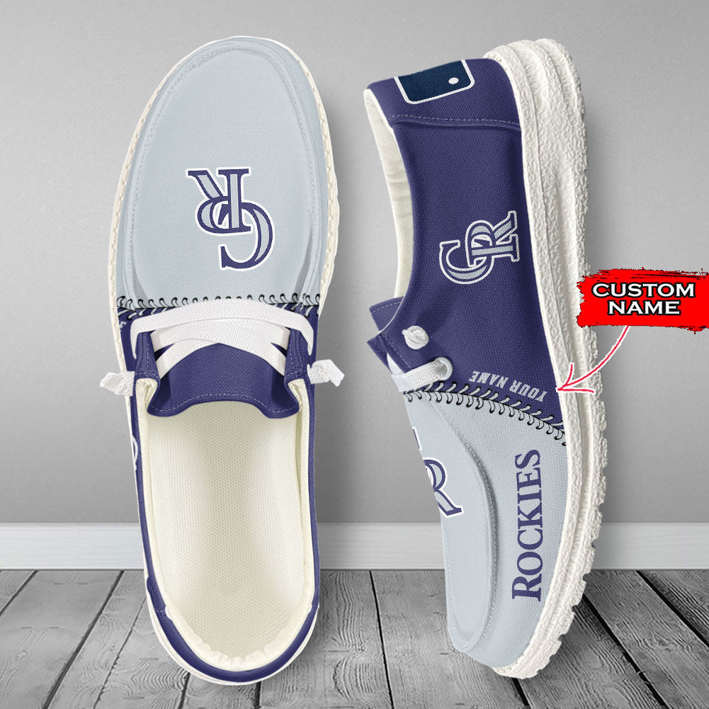 Nordmerch Colorado Rockies MLB Personalized Hey Dude Sports Shoes – Custom Name Design Perfect Gift For Fans - NordMerch - MCK Sporting Sh