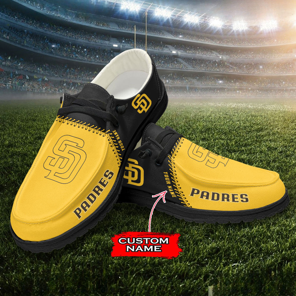 Nordmerch San Diego Padres MLB Personalized Hey Dude Sports Shoes – Custom Name Design Perfect Gift For Fans - NordMerch - MCK Sporting Sh