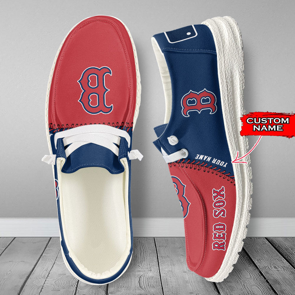 Nordmerch Boston Red Sox MLB Personalized Hey Dude Sports Shoes – Custom Name Design Perfect Gift For Fans - NordMerch - MCK Sporting Sh
