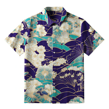 Personality fashion  Gold Stroke Flowers Button-up Shirt