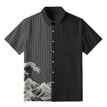 Personality fashion  Half Of The Wave Button-up Shirt