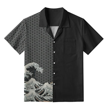 Personality fashion  Half Of The Wave Aloha Hawaiian Shirt