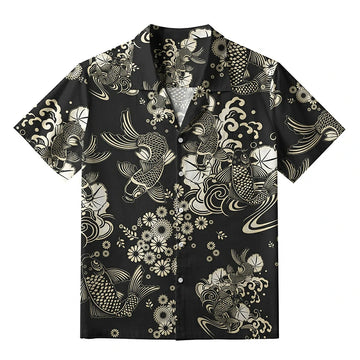 Personality fashion  Elegant Koi Floral Aloha Hawaiian Shirt