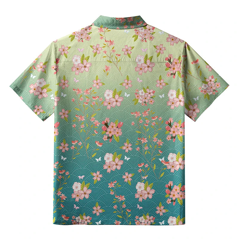 Sakura Blossom Waves Aloha Hawaiian Shirt