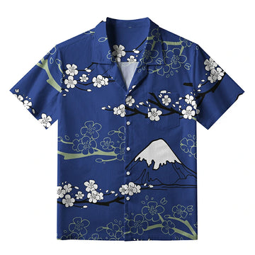 Personality fashion  Mt. Fuji Blossoms Aloha Hawaiian Shirt