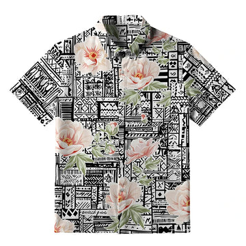 Personality fashion  Flowers In Line Art Button-up Shirt