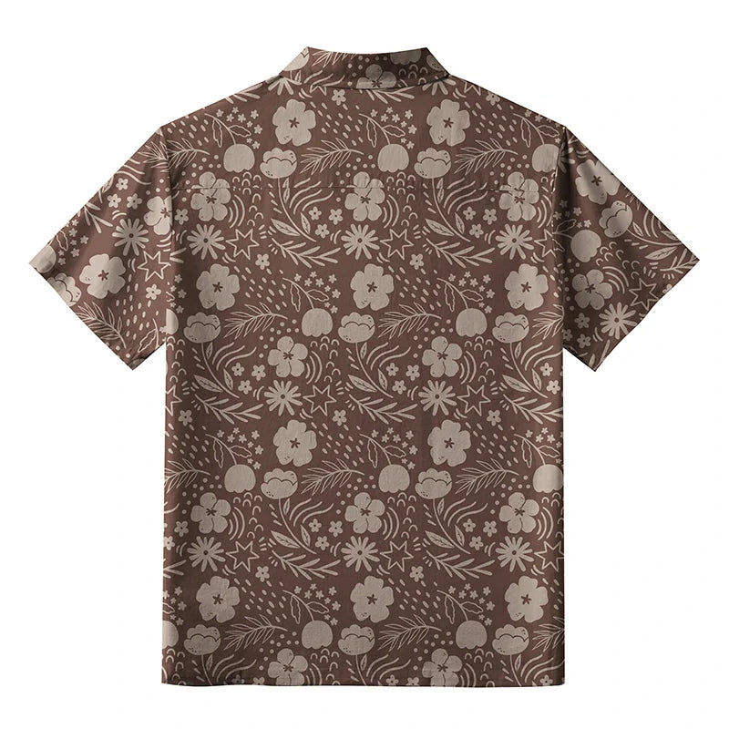 Mocha Floral Aloha Hawaiian Shirt