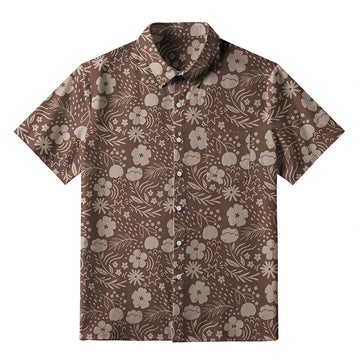 Personality fashion  Mocha Floral Button-up Shirt