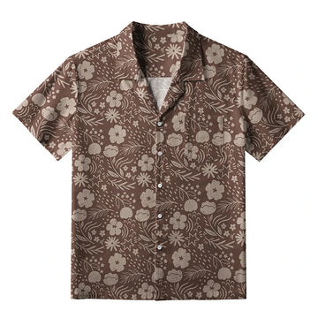 Personality fashion  Mocha Floral Aloha Hawaiian Shirt