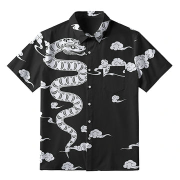 Personality fashion  Snake And Auspicious Clouds Button-up Shirt