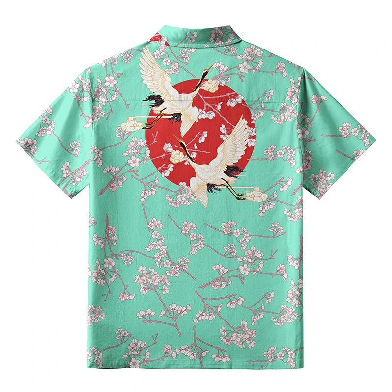Cranes And Sakura Aloha Hawaiian Shirt