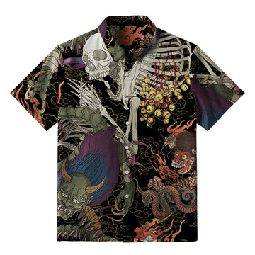 Personality fashion  Japanese Yokai And Skeletons Button-up Shirt