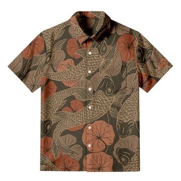 Personality fashionSwimming Koi Aloha Button-up Shirt