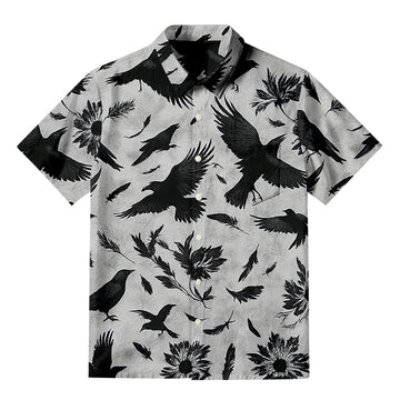 Personality fashionCrows Amongst Blossom Button-up Shirt