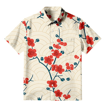 Personality fashionBlossom Wave Aloha Button-up Shirt