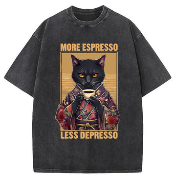 Personality fashion More Espresso Less Depresso Funny Washed T-Shirt