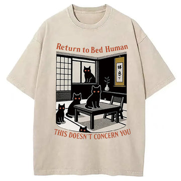 Personality fashion Cats All Over The Room Washed T-Shirt