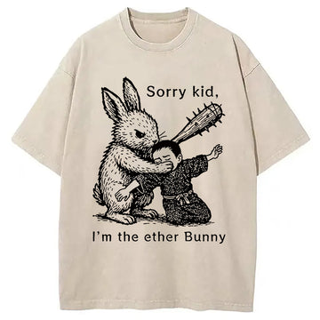 Personality fashion Bad Rabbit Funny Washed T-Shirt
