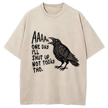 Personality fashion Funny Crow Japan Washed T-Shirt