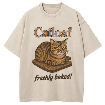 Personality fashion Japan Catloaf Washed T-Shirt