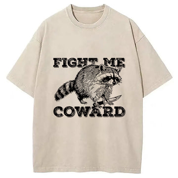 Personality fashion Raccoon With A Knife Washed T-Shirt