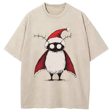 Personality fashion Mothman Christmas Washed T-Shirt