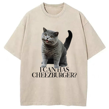 Personality fashion I Can Has Cheezburger Washed T-Shirt