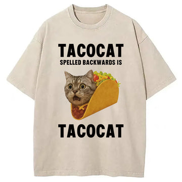 Personality fashion Tacocat Funny Meme Washed T-Shirt